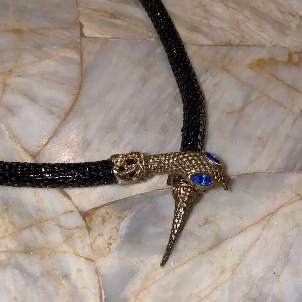 Reptile-Themed Black and Gold Necklace‎ or Belt